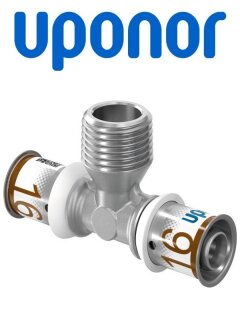 Uponor S-Press PLUS T-Stück mit Aussengew 16-R1/2"MT-16 1070592