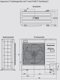 Panasonic Aquarea LT Luft Wasser Wärmepumpe 5kW Einphasig 230 V / 50 Hz KIT-WC09J3E5